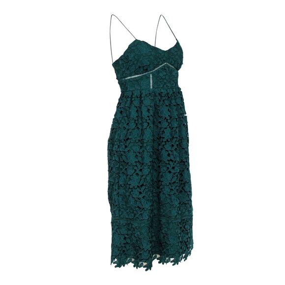 Club Monaco Bolari Lace Hunter Spaghetti Strap Dress Dark Green Size 00 - Picture 3 of 10